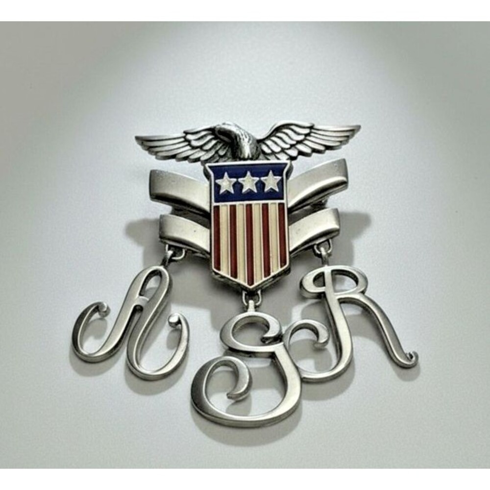 Monocraft WWII Sweetheart Pin Patriotic Eagle Shield Dangle Initials